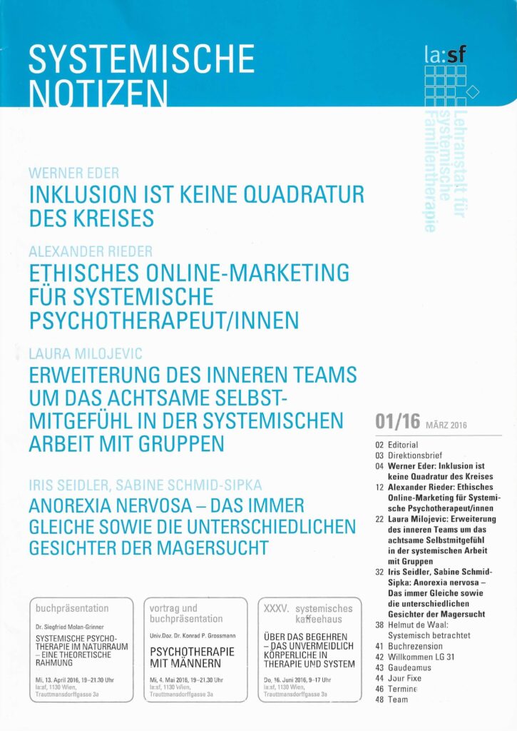 Cover Systemische Notizen mit Artikel von Laura Milojevic